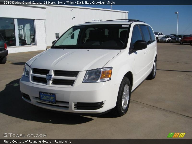 Stone White / Dark Slate Gray/Light Shale 2010 Dodge Grand Caravan SE Hero