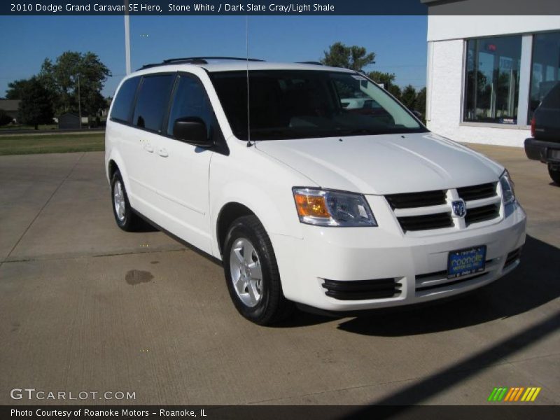 Stone White / Dark Slate Gray/Light Shale 2010 Dodge Grand Caravan SE Hero