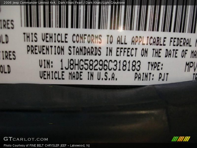 Dark Khaki Pearl / Dark Khaki/Light Graystone 2006 Jeep Commander Limited 4x4