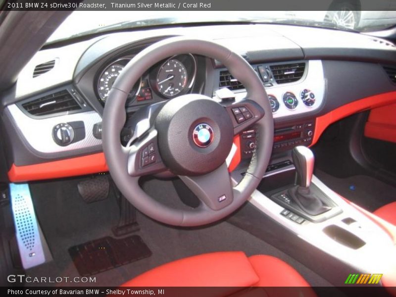 Titanium Silver Metallic / Coral Red 2011 BMW Z4 sDrive30i Roadster