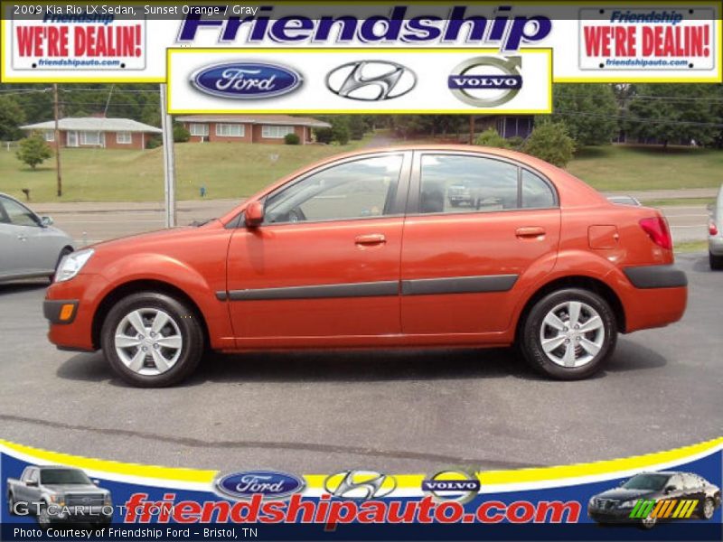 Sunset Orange / Gray 2009 Kia Rio LX Sedan