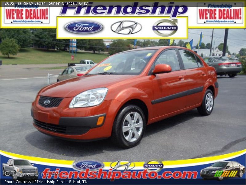 Sunset Orange / Gray 2009 Kia Rio LX Sedan