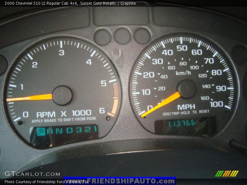 Sunset Gold Metallic / Graphite 2000 Chevrolet S10 LS Regular Cab 4x4