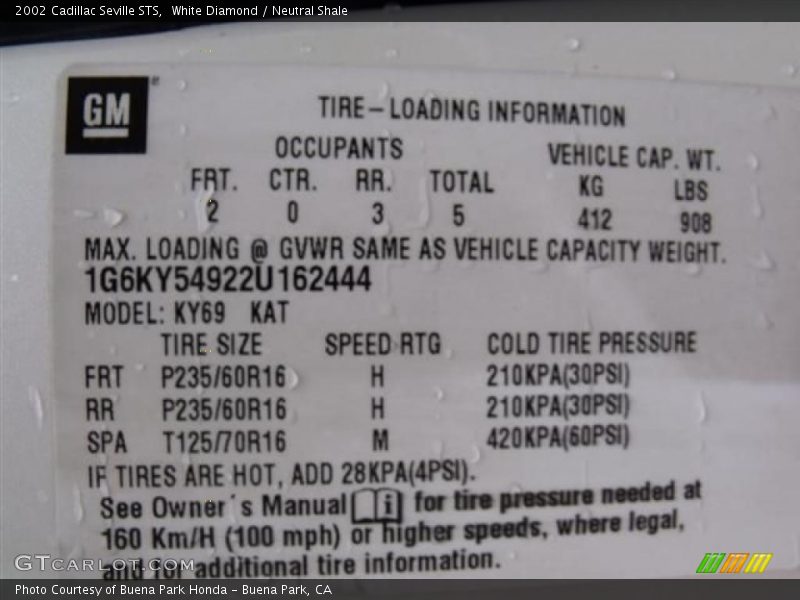 White Diamond / Neutral Shale 2002 Cadillac Seville STS