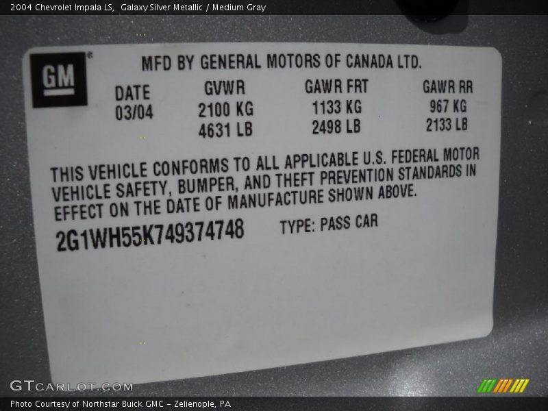 Galaxy Silver Metallic / Medium Gray 2004 Chevrolet Impala LS