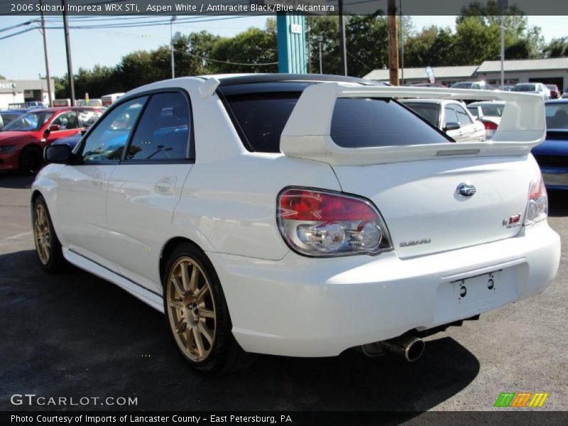 Aspen White / Anthracite Black/Blue Alcantara 2006 Subaru Impreza WRX STi