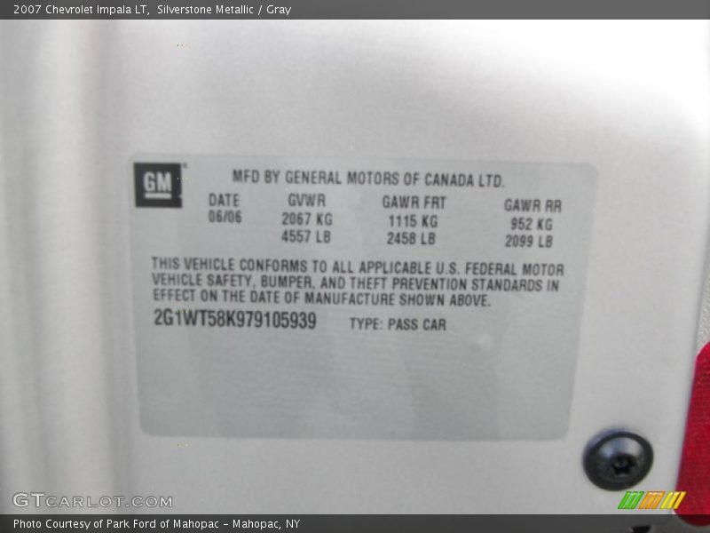 Silverstone Metallic / Gray 2007 Chevrolet Impala LT