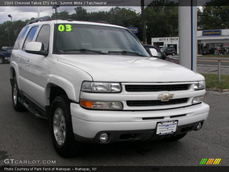Summit White / Tan/Neutral 2003 Chevrolet Tahoe Z71 4x4