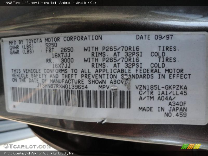 Anthracite Metallic / Oak 1998 Toyota 4Runner Limited 4x4