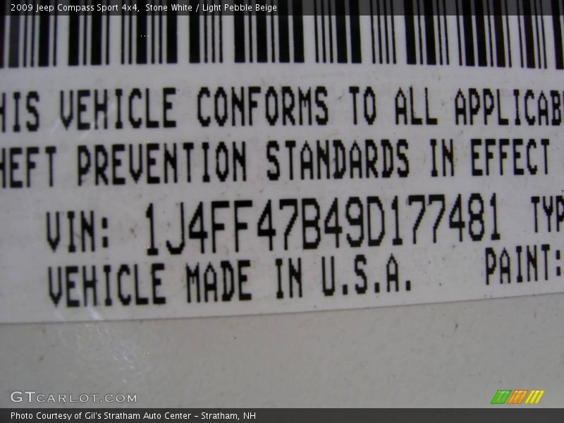 Stone White / Light Pebble Beige 2009 Jeep Compass Sport 4x4