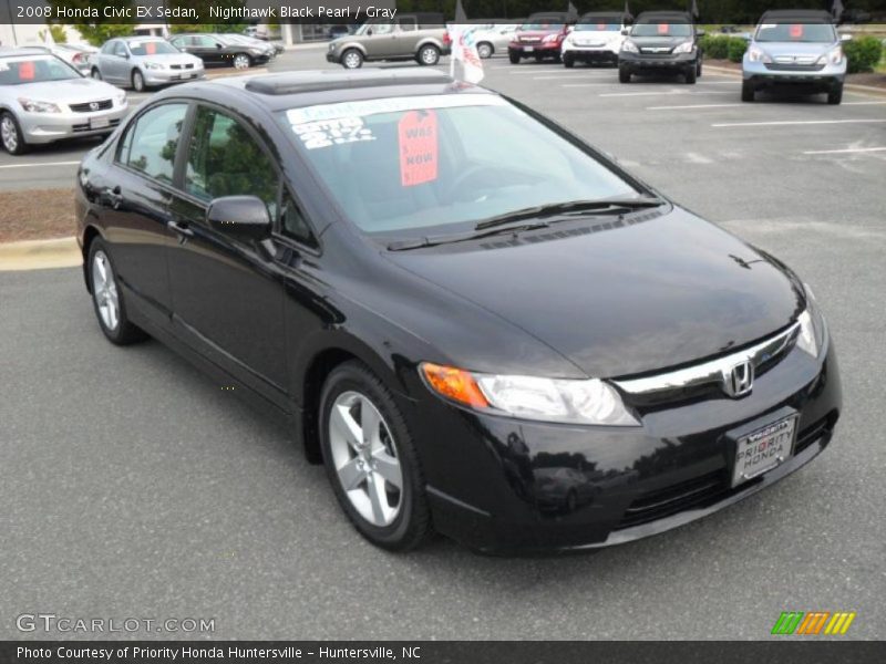 Nighthawk Black Pearl / Gray 2008 Honda Civic EX Sedan
