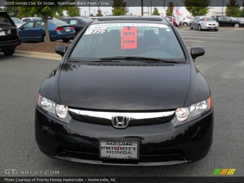 Nighthawk Black Pearl / Gray 2008 Honda Civic EX Sedan