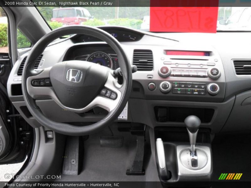 Nighthawk Black Pearl / Gray 2008 Honda Civic EX Sedan