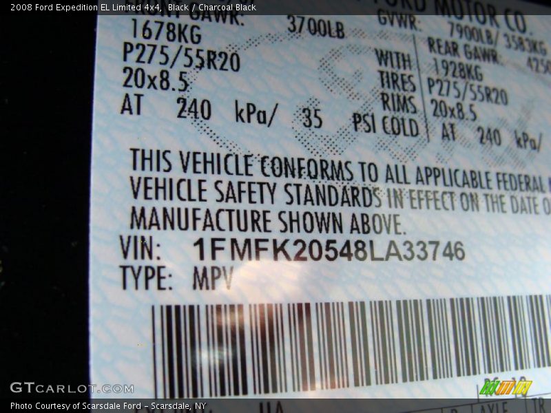 Black / Charcoal Black 2008 Ford Expedition EL Limited 4x4