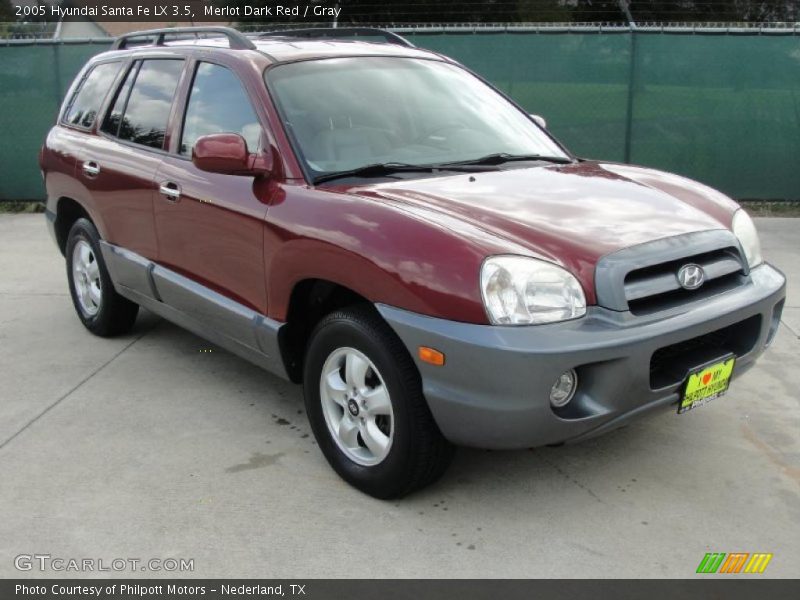 Merlot Dark Red / Gray 2005 Hyundai Santa Fe LX 3.5