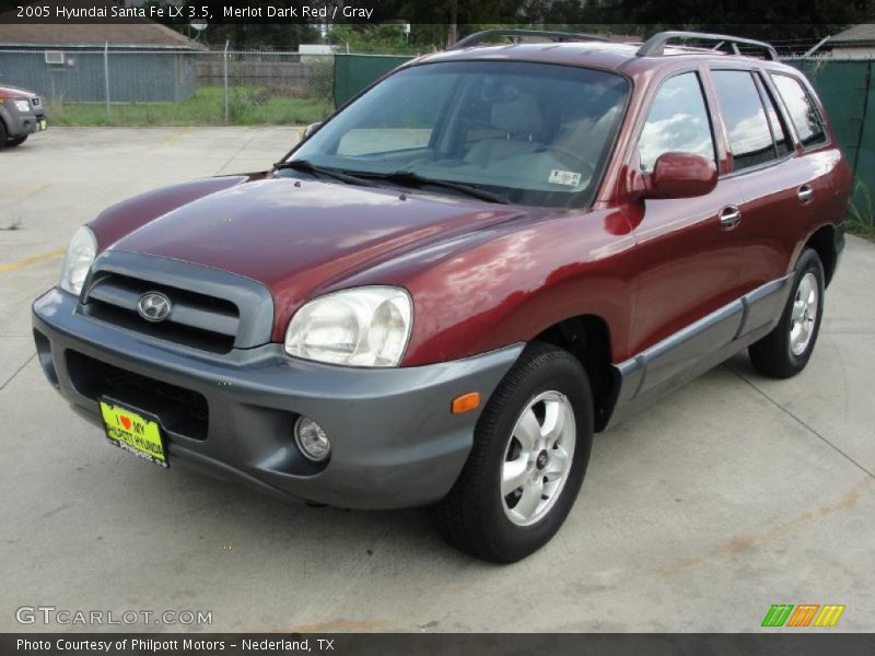 Merlot Dark Red / Gray 2005 Hyundai Santa Fe LX 3.5