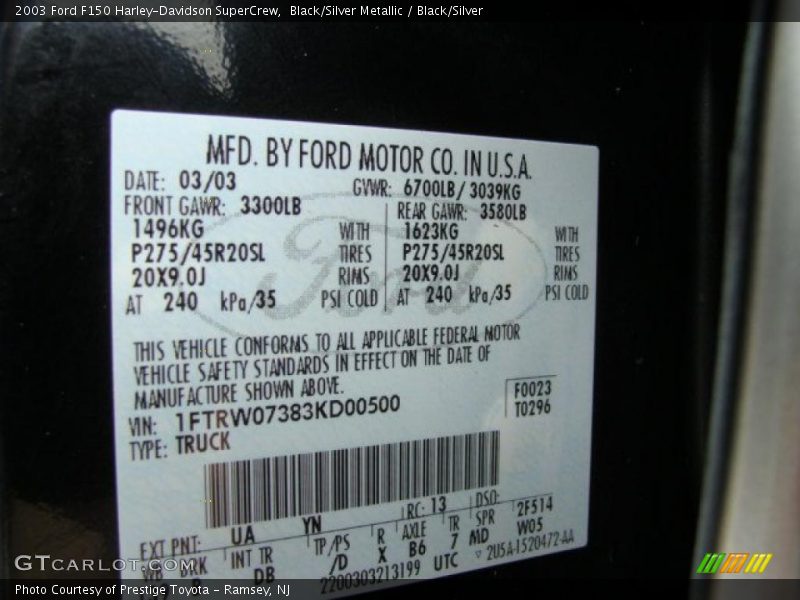 Black/Silver Metallic / Black/Silver 2003 Ford F150 Harley-Davidson SuperCrew