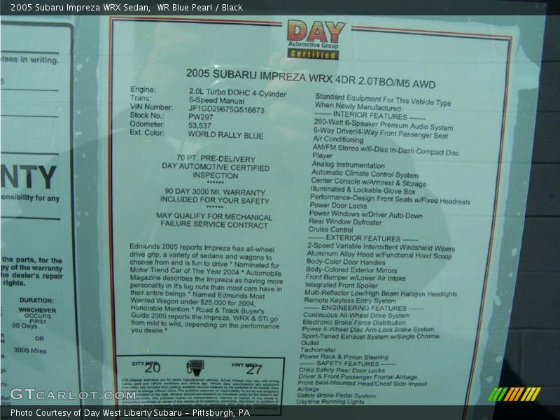 WR Blue Pearl / Black 2005 Subaru Impreza WRX Sedan
