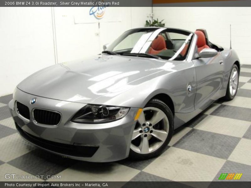 Silver Grey Metallic / Dream Red 2006 BMW Z4 3.0i Roadster
