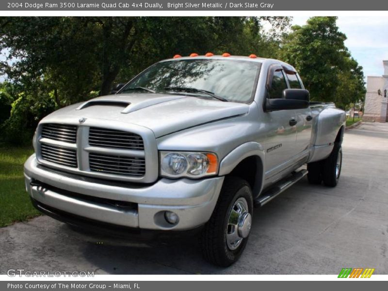 Bright Silver Metallic / Dark Slate Gray 2004 Dodge Ram 3500 Laramie Quad Cab 4x4 Dually