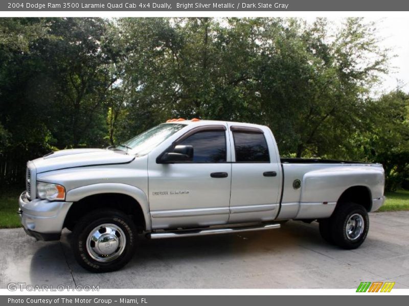 Bright Silver Metallic / Dark Slate Gray 2004 Dodge Ram 3500 Laramie Quad Cab 4x4 Dually