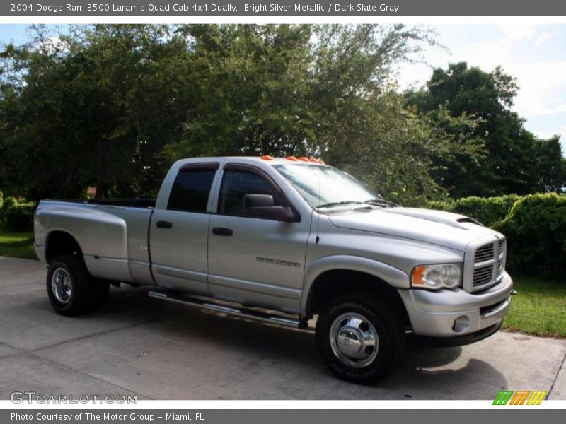 Bright Silver Metallic / Dark Slate Gray 2004 Dodge Ram 3500 Laramie Quad Cab 4x4 Dually
