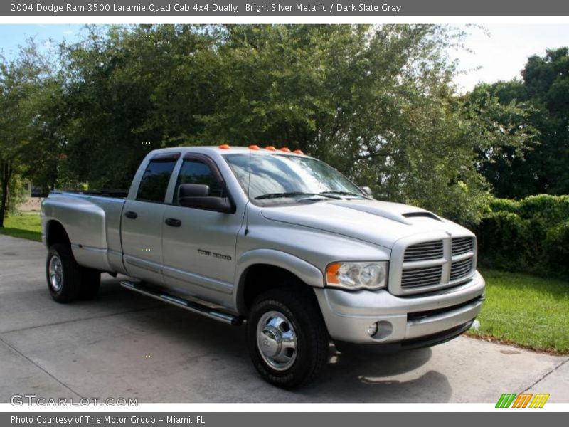 Bright Silver Metallic / Dark Slate Gray 2004 Dodge Ram 3500 Laramie Quad Cab 4x4 Dually