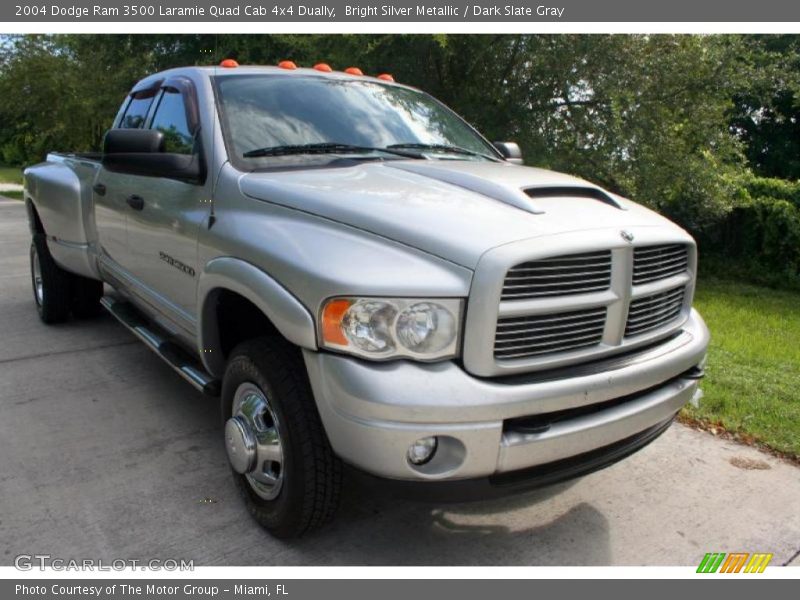 Bright Silver Metallic / Dark Slate Gray 2004 Dodge Ram 3500 Laramie Quad Cab 4x4 Dually