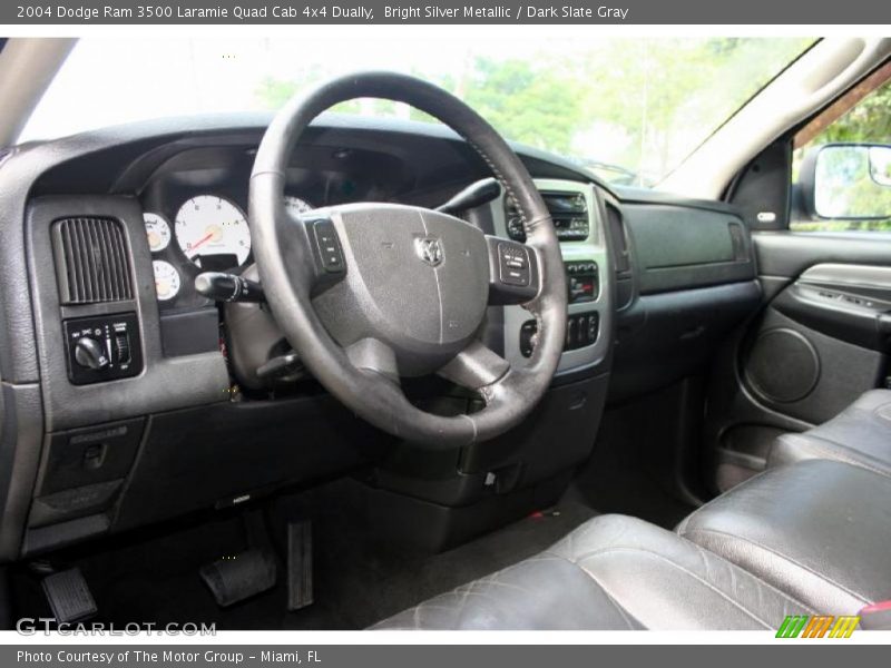 Bright Silver Metallic / Dark Slate Gray 2004 Dodge Ram 3500 Laramie Quad Cab 4x4 Dually