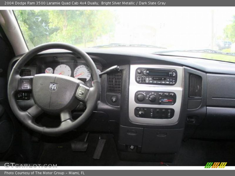 Bright Silver Metallic / Dark Slate Gray 2004 Dodge Ram 3500 Laramie Quad Cab 4x4 Dually