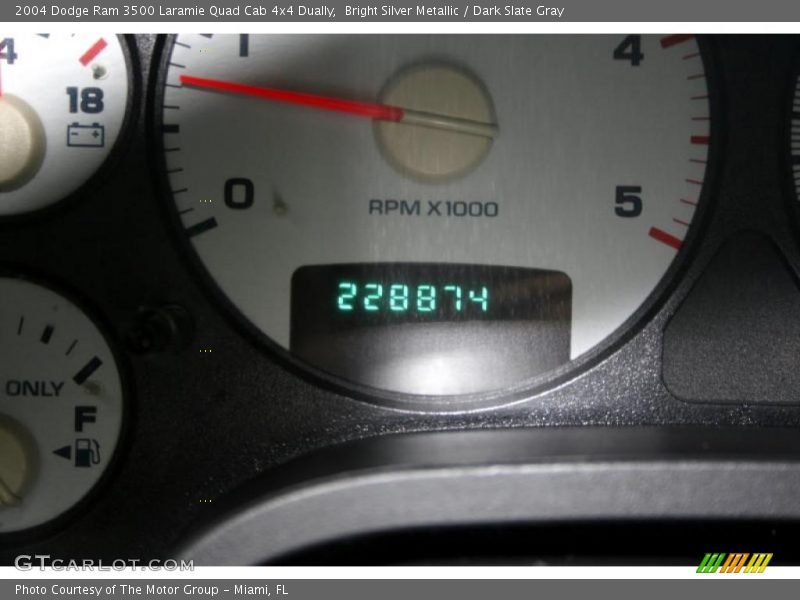 Bright Silver Metallic / Dark Slate Gray 2004 Dodge Ram 3500 Laramie Quad Cab 4x4 Dually