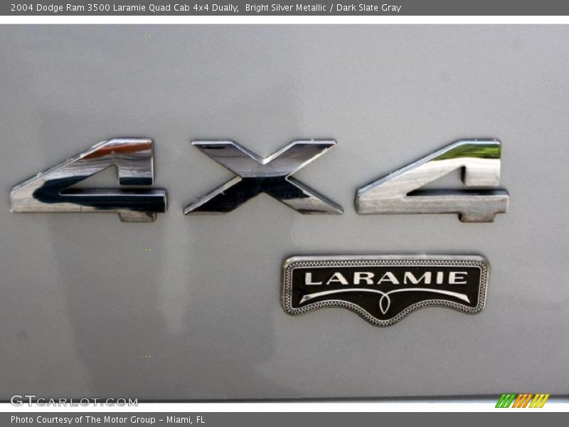Bright Silver Metallic / Dark Slate Gray 2004 Dodge Ram 3500 Laramie Quad Cab 4x4 Dually