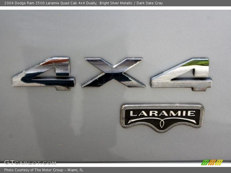 Bright Silver Metallic / Dark Slate Gray 2004 Dodge Ram 3500 Laramie Quad Cab 4x4 Dually
