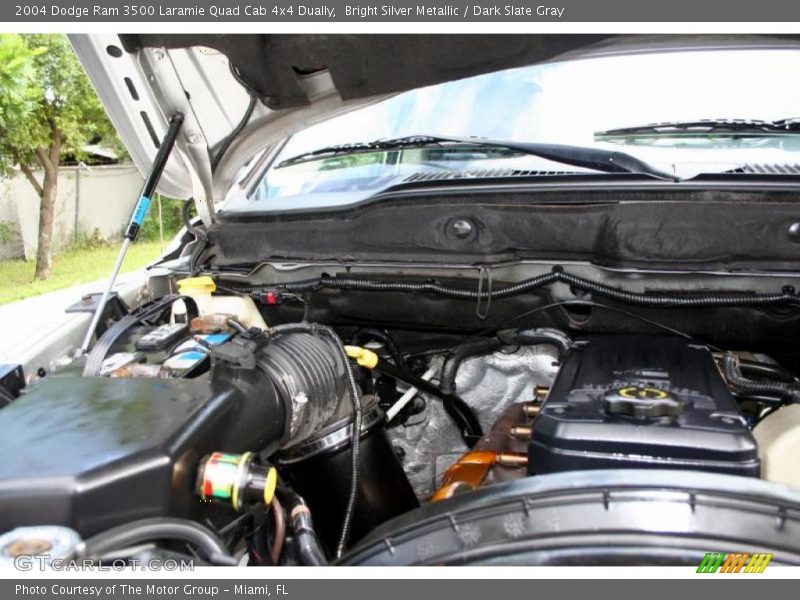 Bright Silver Metallic / Dark Slate Gray 2004 Dodge Ram 3500 Laramie Quad Cab 4x4 Dually