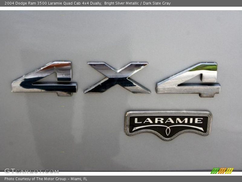 Bright Silver Metallic / Dark Slate Gray 2004 Dodge Ram 3500 Laramie Quad Cab 4x4 Dually