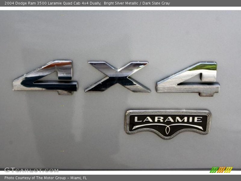 Bright Silver Metallic / Dark Slate Gray 2004 Dodge Ram 3500 Laramie Quad Cab 4x4 Dually