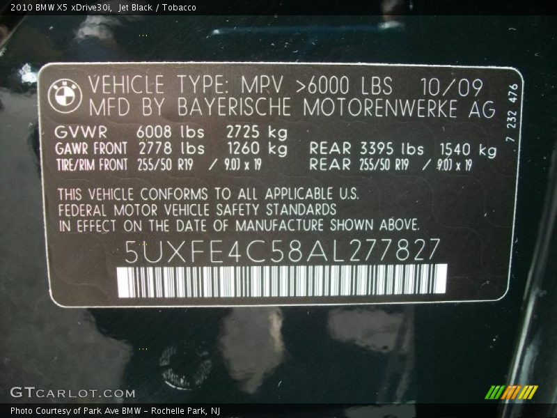 Jet Black / Tobacco 2010 BMW X5 xDrive30i