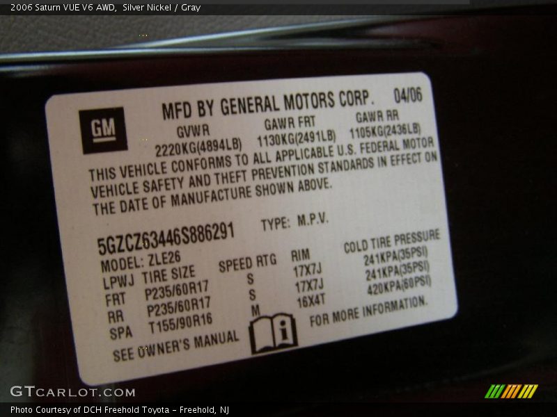 Silver Nickel / Gray 2006 Saturn VUE V6 AWD