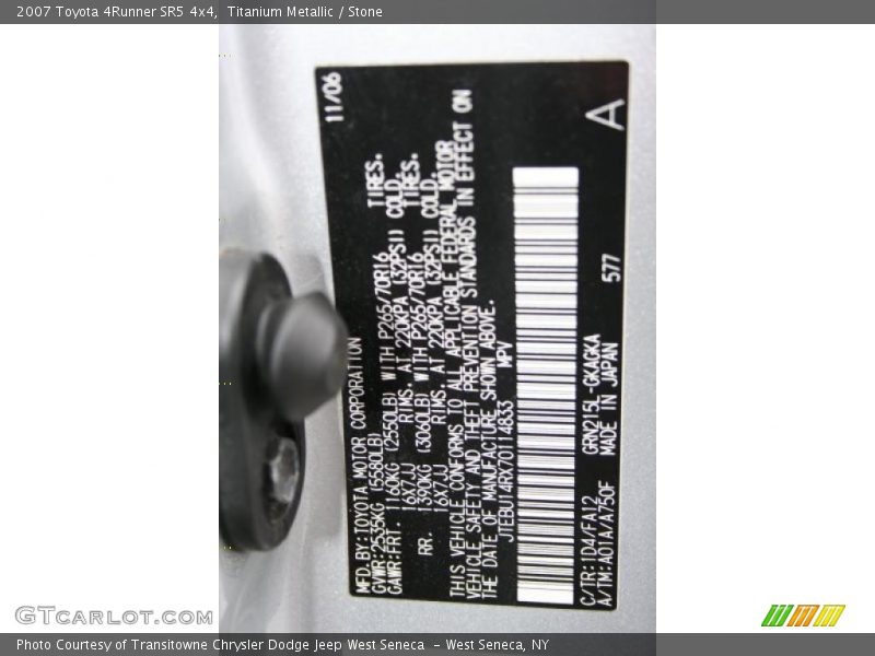 Titanium Metallic / Stone 2007 Toyota 4Runner SR5 4x4