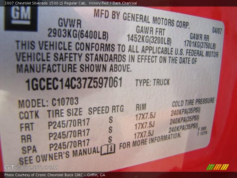 Victory Red / Dark Charcoal 2007 Chevrolet Silverado 1500 LS Regular Cab