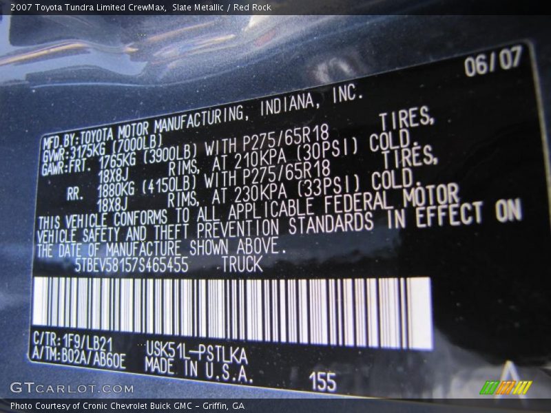 Slate Metallic / Red Rock 2007 Toyota Tundra Limited CrewMax