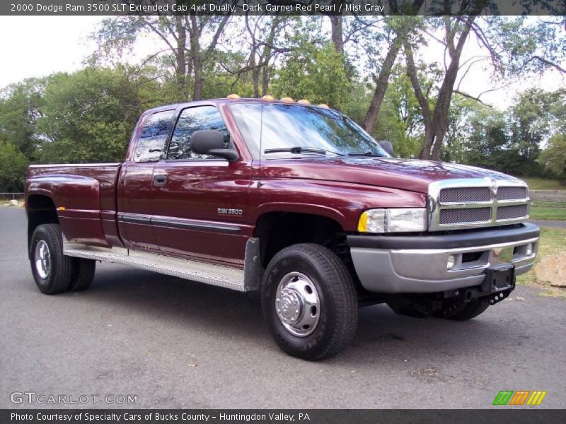 Dark Garnet Red Pearl / Mist Gray 2000 Dodge Ram 3500 SLT Extended Cab 4x4 Dually