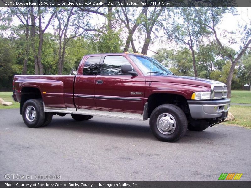 Dark Garnet Red Pearl / Mist Gray 2000 Dodge Ram 3500 SLT Extended Cab 4x4 Dually