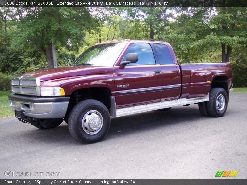 Dark Garnet Red Pearl / Mist Gray 2000 Dodge Ram 3500 SLT Extended Cab 4x4 Dually