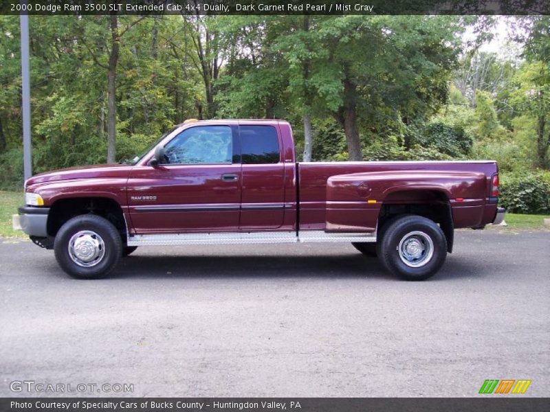 Dark Garnet Red Pearl / Mist Gray 2000 Dodge Ram 3500 SLT Extended Cab 4x4 Dually