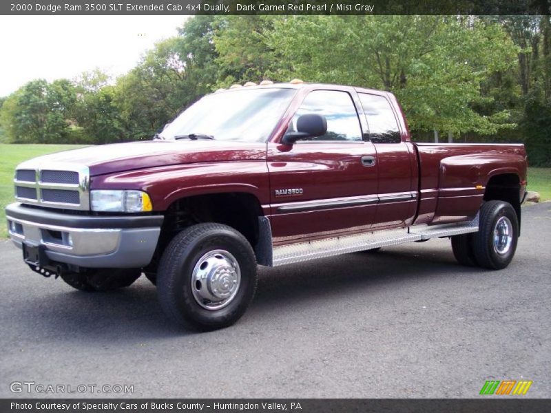 Dark Garnet Red Pearl / Mist Gray 2000 Dodge Ram 3500 SLT Extended Cab 4x4 Dually