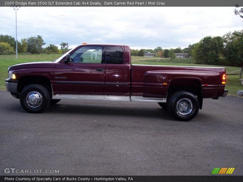 Dark Garnet Red Pearl / Mist Gray 2000 Dodge Ram 3500 SLT Extended Cab 4x4 Dually