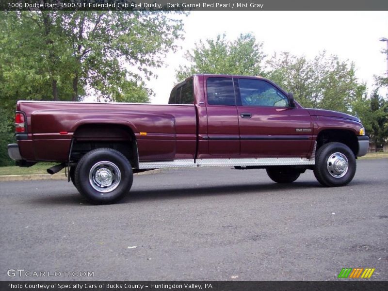 Dark Garnet Red Pearl / Mist Gray 2000 Dodge Ram 3500 SLT Extended Cab 4x4 Dually