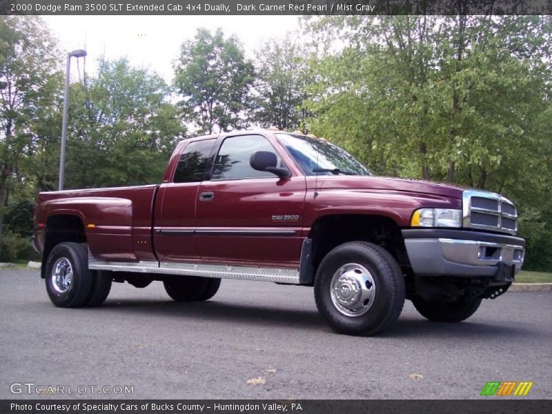 Dark Garnet Red Pearl / Mist Gray 2000 Dodge Ram 3500 SLT Extended Cab 4x4 Dually