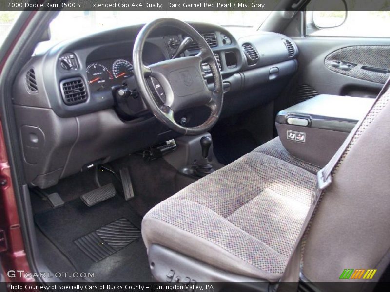 Dark Garnet Red Pearl / Mist Gray 2000 Dodge Ram 3500 SLT Extended Cab 4x4 Dually